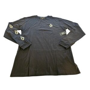 Volcom Iconic Stone Tee Men Large Black NEW Long Sleeve Graphic A3632100